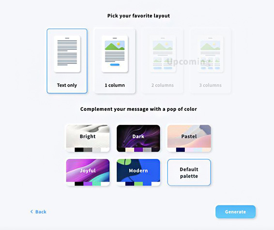 Get Response layout and color palette options