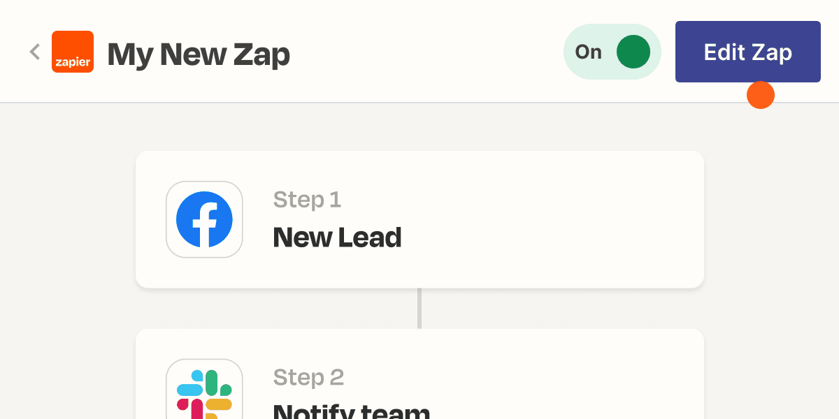A Zapier user clicking the “Edit Zap” button, and then the 