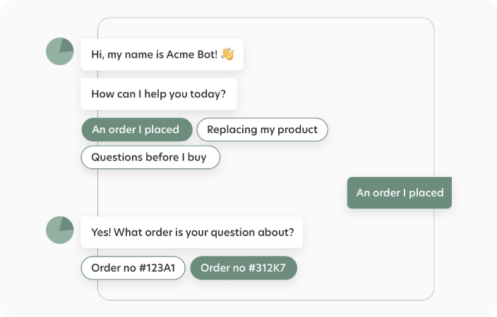 Example of an AI customer service chatbot answering queries.
