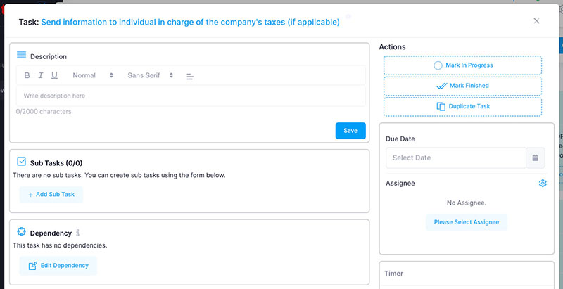 Image showing the subtask window after you click a parent task.