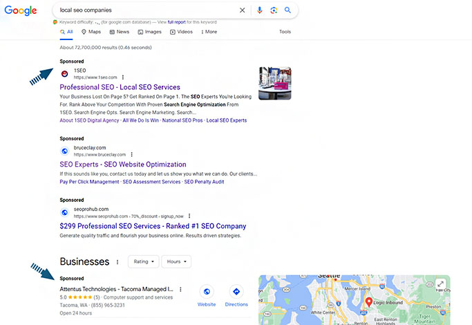 screenshot example of google ads