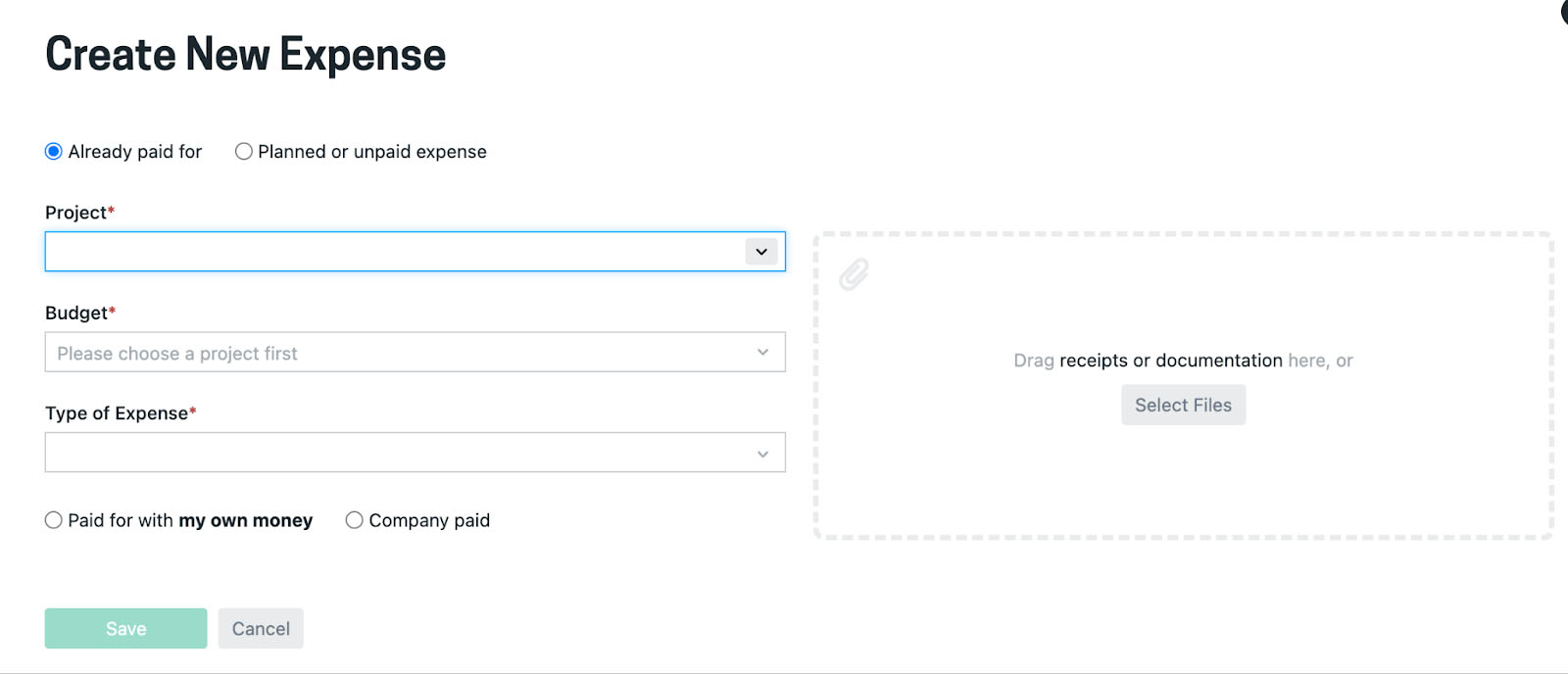 Image showing how to enter a new expense.