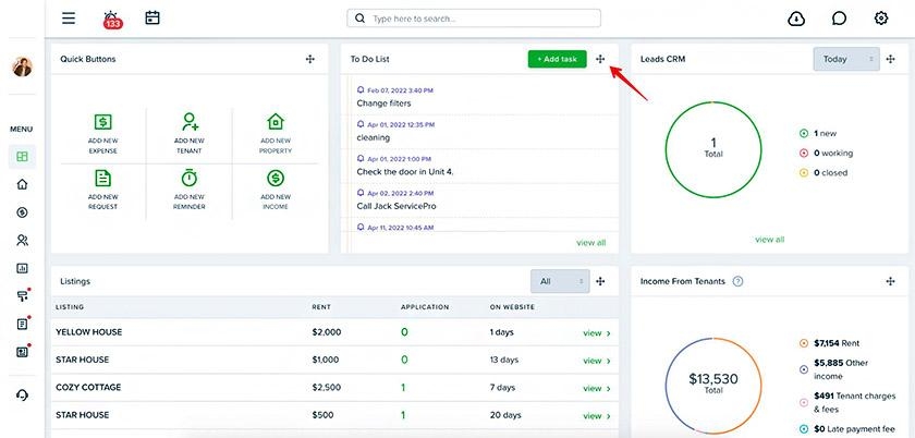 A TenantCloud customization dashboard.