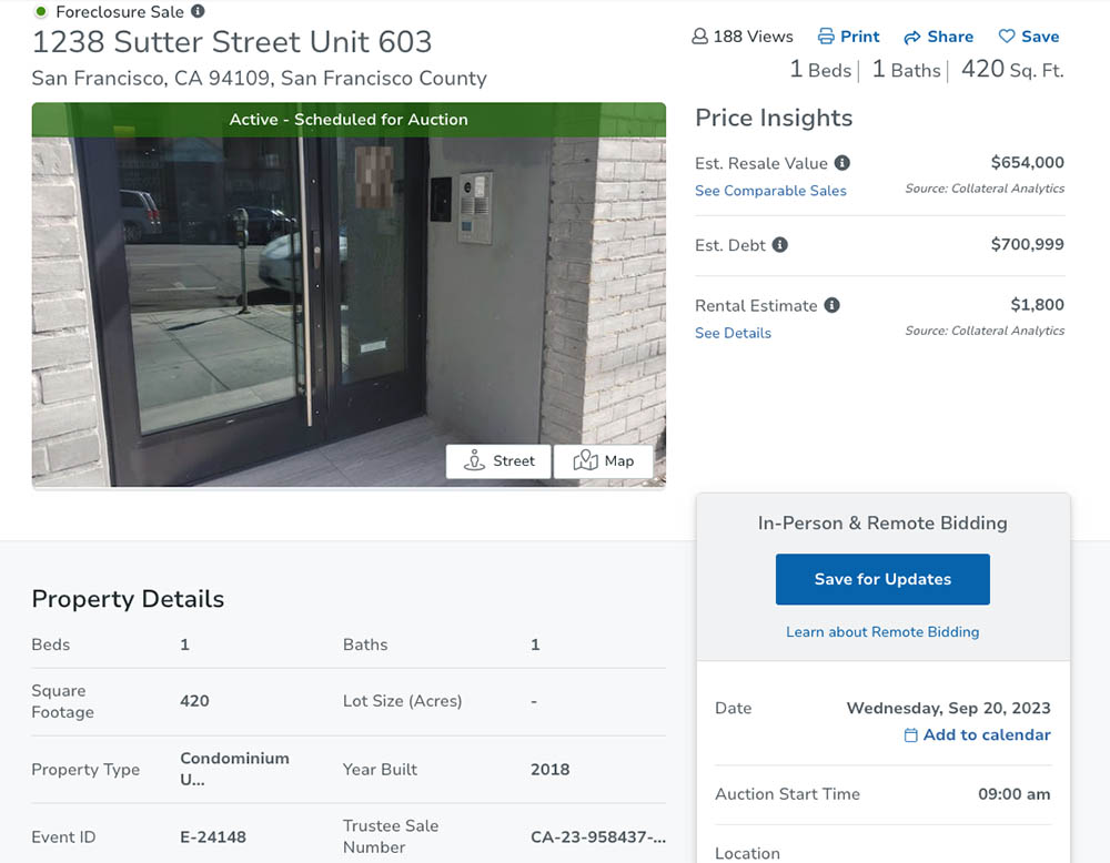 Auction.com listing with property details.
