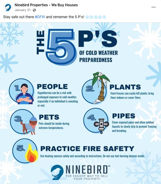 Facebook post from Roots real estate about home upgrades.