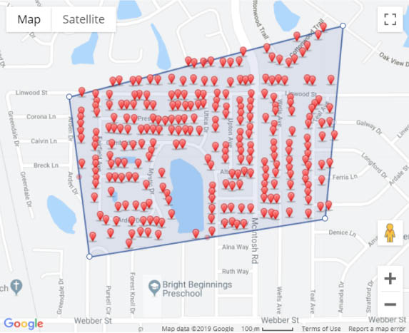 MapMyMail map example from ProspectsPLUS!