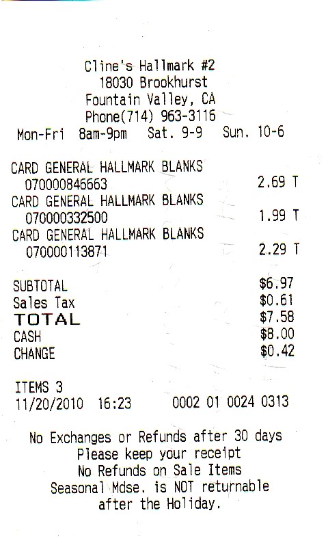 Image showing sample receipt with sales tax information