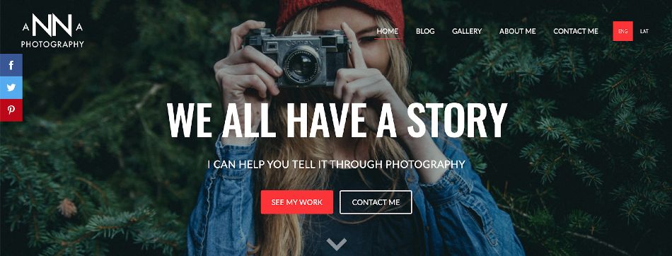 Homepage of Anna Photography website.