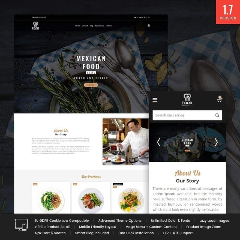 Screenshot of Premium Template in PrestaShop Example